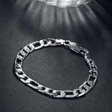 Lekani 8mm Men Chain Bracelet 925 Silver Cuff Bangles