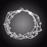 Lekani 925 Delicate Silver Bracelet with Five Line Balls Bangles