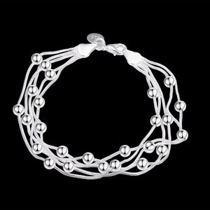 Lekani 925 Delicate Silver Bracelet with Five Line Balls Bangles