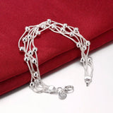 Lekani 925 Delicate Silver Bracelet with Five Line Balls Bangles