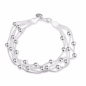 Lekani 925 Delicate Silver Bracelet with Five Line Balls Bangles