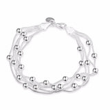Lekani 925 Delicate Silver Bracelet with Five Line Balls Bangles