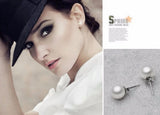 Lekani 925 Silver 6.5mm Freshwater Pearl Ball Stud Earrings