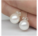Lekani 925 Silver 6.5mm Freshwater Pearl Ball Stud Earrings