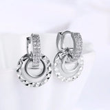 Lekani 925 Silver Double Circle Small Hoop Earrings Wedding Party Fine Jewelry