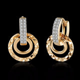Lekani 925 Silver Double Circle Small Hoop Earrings Wedding Party Fine Jewelry