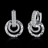 Lekani 925 Silver Double Circle Small Hoop Earrings Wedding Party Fine Jewelry