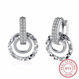 Lekani 925 Silver Double Circle Small Hoop Earrings Wedding Party Fine Jewelry