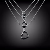 Lekani 925 Silver 3 Heart Necklace & Pendant Sterling Silver Chain Jewelry