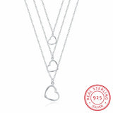 Lekani 925 Silver 3 Heart Necklace & Pendant Sterling Silver Chain Jewelry