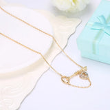 Lekani 925 Silver Crystal Heart Key Pendant Necklace