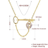 Lekani 925 Silver Crystal Heart Key Pendant Necklace