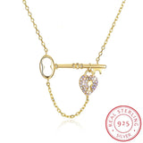 Lekani 925 Silver Crystal Heart Key Pendant Necklace