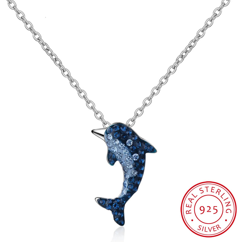 Lekani Dolphin Cz Pendant Necklace 925 Sterling Silver Jewelry