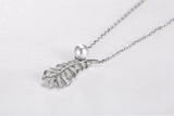 Lekani Crystas Leaf Pendant Necklace S925 Silver Pearls Collar