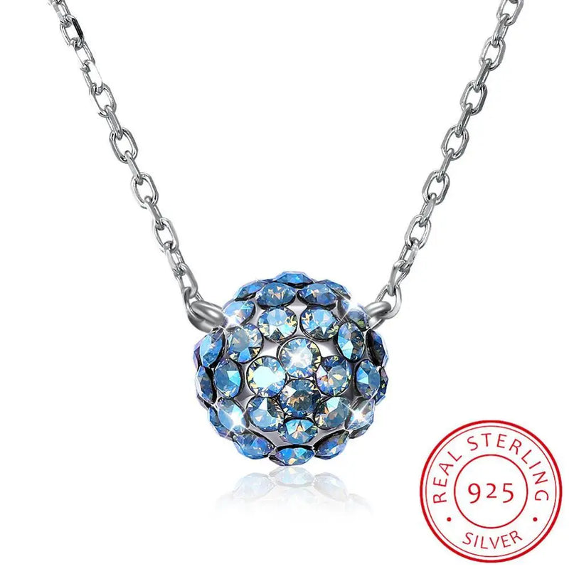 Colorful Ball Pendant Necklace 925 Sterling Silver Fine Jewelry