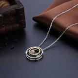 Lekani Crystal Double Circle Pendant Necklace 925 Sterling Silver