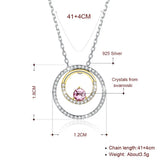 Lekani Crystal Double Circle Pendant Necklace 925 Sterling Silver
