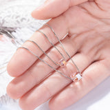 Lekani Crystals Cube Beads Necklace Pendant 925 Sterling Silver Double Layer Cha