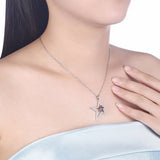 Lekani Crystals Double Stars Necklace 925 Silver Chain Max Collares