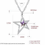 Lekani Crystals Double Stars Necklace 925 Silver Chain Max Collares