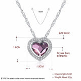 Lekani Crystals Heart Pendant Necklace, Real S925 Silver