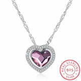 Lekani Crystals Heart Pendant Necklace, Real S925 Silver