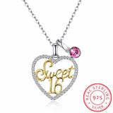 Lekani Crystals Necklace 925 Romantic Heart-shaped Sweet 16 Crystal Pendant