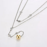 Lekani Crystals 925 Stacked Pearl Necklace Women's Gift Boutique Jewelry Long