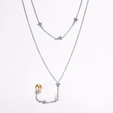 Lekani Crystals 925 Stacked Pearl Necklace Women's Gift Boutique Jewelry Long