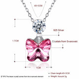 Lekani Crystals Necklace Pink Butterfly Pendant Sterling Silver Jewelry