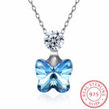 Lekani Crystals Necklace Pink Butterfly Pendant Sterling Silver Jewelry