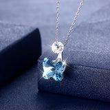 Lekani Crystals Necklace Pink Butterfly Pendant Sterling Silver Jewelry