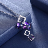 Lekani Crystals Purple Square Pendant Necklace 925 Silver Chain