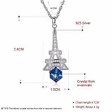 Lekani Crystals Tower Pendant Necklace S925 Silver Chain Collar