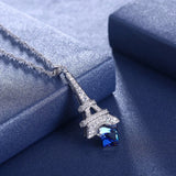 Lekani Crystals Tower Pendant Necklace S925 Silver Chain Collar