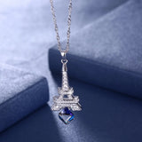 Lekani Crystals Tower Pendant Necklace S925 Silver Chain Collar