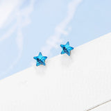 Lekani Crystal Stud Earrings Star Design 925 Sterling Silver