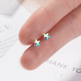 Lekani Crystal Stud Earrings Star Design 925 Sterling Silver