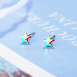 Lekani Crystal Stud Earrings Star Design 925 Sterling Silver