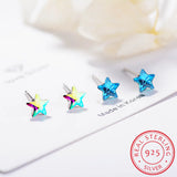 Lekani Crystal Stud Earrings Star Design 925 Sterling Silver