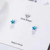 Lekani Crystal Stud Earrings Star Design 925 Sterling Silver