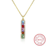 Lekani Long Bar Pendant Necklaces Real 925 Silver Collares Crystals