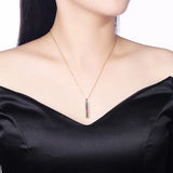 Lekani Long Bar Pendant Necklaces Real 925 Silver Collares Crystals