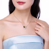 Four Leaf Clover Necklace Pendant 925 Sterling Silver Heart Crystal