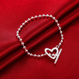 Lekani Heart Shaped Beads Bracelet 925 Silver Charm Women Jewelry