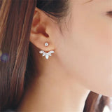 Lekani Flower Carved Earrings 925 Silver Crystal Anti-allergic