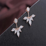 Lekani Flower Carved Earrings 925 Silver Crystal Anti-allergic