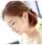 Lekani Flower Carved Earrings 925 Silver Crystal Anti-allergic