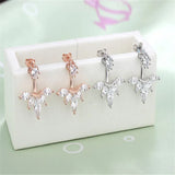 Lekani Flower Carved Earrings 925 Silver Crystal Anti-allergic